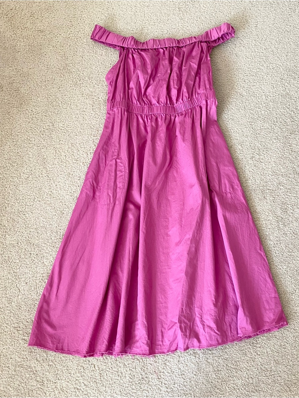 Maeve Hot Pink Off-Shoulder Twirl Dress